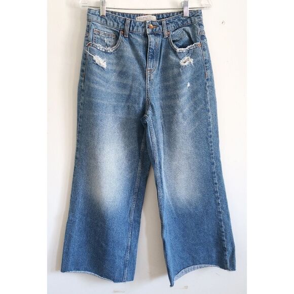 ZARA BASIC Wide Leg Jeans - Size 4 - Picture 1 of 7